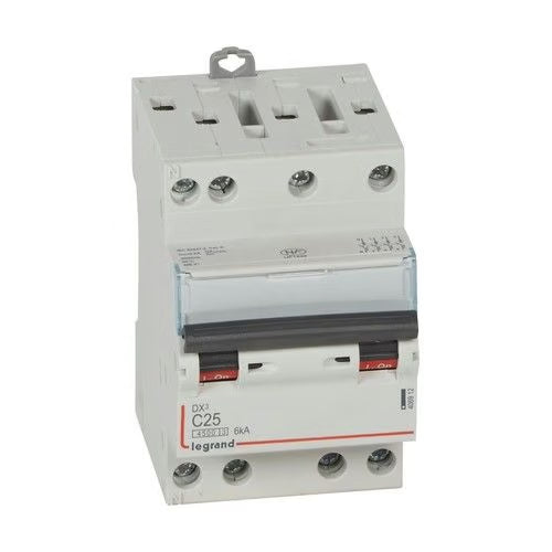 LEGRAND - Disjoncteur dnx³4500 6ka arrivée et sortie borne à vis - tétrapolaire 400v~ 25a courbe c - 3 modules - Réf. fab.: 406912