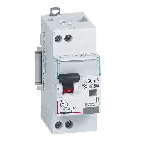 Legrand - Disjoncteur diff DX3 4500 -vis/vis- U+N 230V~ 20A- typeF-30mA -courbe C - 2M - Réf. fab.: 410754