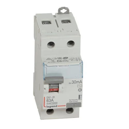 Legrand - Interrupteur différentiel DX3-ID haut/bas vis - 2P 230V~ 63A typeAC 30mA - 2 mod - Réf. fab.: 411506
