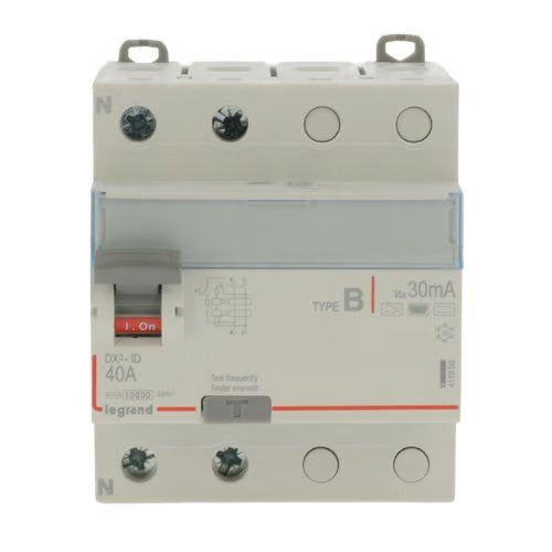 Legrand - Interrupteur différentiel DX3-ID vis - 2P 40A TypeB 30mA - 4 modules - Réf. fab.: 411956