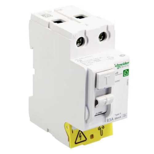 Schneider Electric - Resi9 - inter différentiel - 2P - 63A - 30mA - Type AC - peignable - alim bas - Réf. fab.: R9PRC263