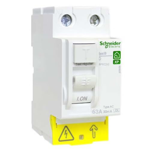 Schneider Electric - Resi9 - inter différentiel - 2P - 63A - 30mA - Type AC - peignable - alim bas - Réf. fab.: R9PRC263