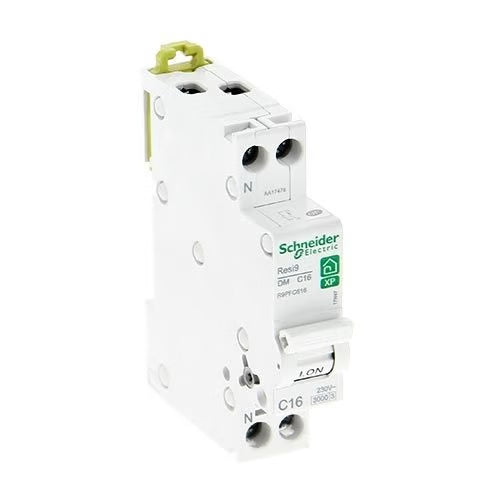 Schneider Electric - Resi9 - disjoncteur modulaire - 1P+N - 16A - courbe C - peignable - R9PFC616 - Réf. fab.: R9PFC616