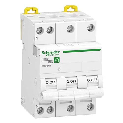 Schneider Electric - Resi9 - disjoncteur modulaire - 3P+N - 25A - courbe C - peignable - R9PFC725- Réf. fab.: R9PFC725
