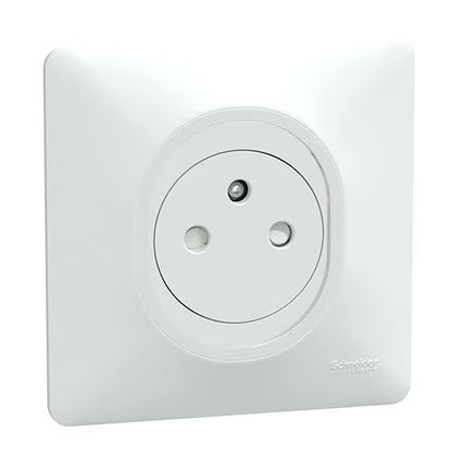 Schneider Electric - Ovalis - prise 2P+T affleurante - 16A - bornes auto - Blanc - griffes - plaque - Réf. Fab.: S321052