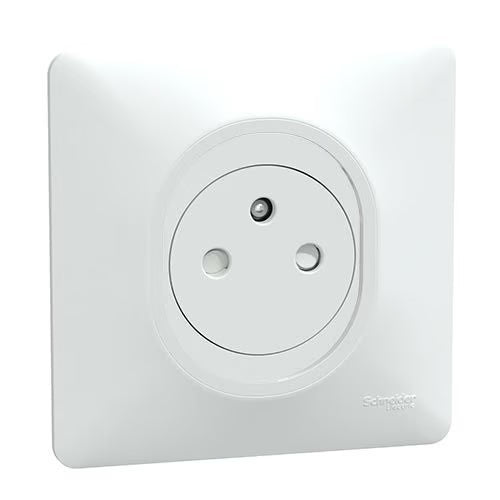 Schneider Electric - Ovalis - prise 2P+T affleurante - 16A - bornes auto - Blanc - griffes - plaque - Réf. Fab.: S321052