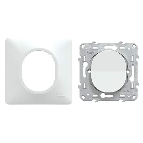 Schneider Electric - Ovalis - interrupteur va et vient - 10AX - Blanc - griffes montées - avec plaque - Réf. Fab.: S321204