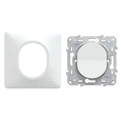 Schneider Electric - Ovalis - interrupteur va et vient - 10AX - Blanc - griffes montées - avec plaque - Réf. Fab.: S321204