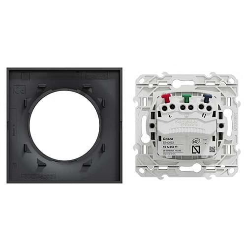 Schneider Electric - Odace 2011 - prise de courant 2P+T affleurante - anthracite - connexion rapide - Réf. Fab. : S540052