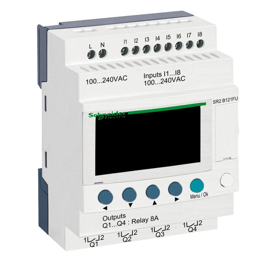 Schneider Electric - Automate Zelio Logic - relais intelligent 12ES 100 à 240Vca - horloge + afficheur - Réf. Fab.: SR2B121FU
