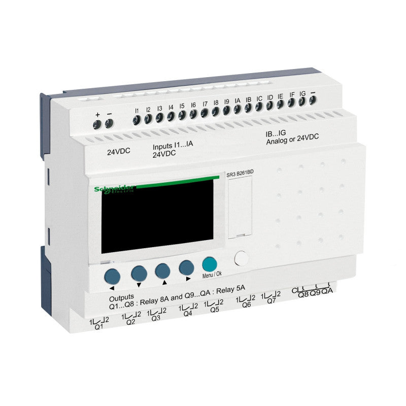 Schneider Electric - Zelio Logic - relais intelligent modul.- 26 E/S - 24Vcc - horloge - affichage - Réf. Fab.: SR3B261BD