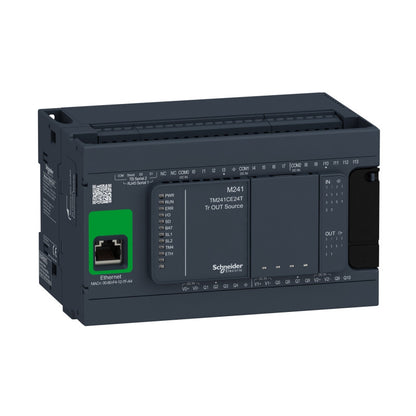 Schneider Electric - Modicon M241, contrôleur 24E/S PNP, ports Ethernet+2 série, 24VCC - TM241CE24T - Réf. Fab.: TM241CE24T