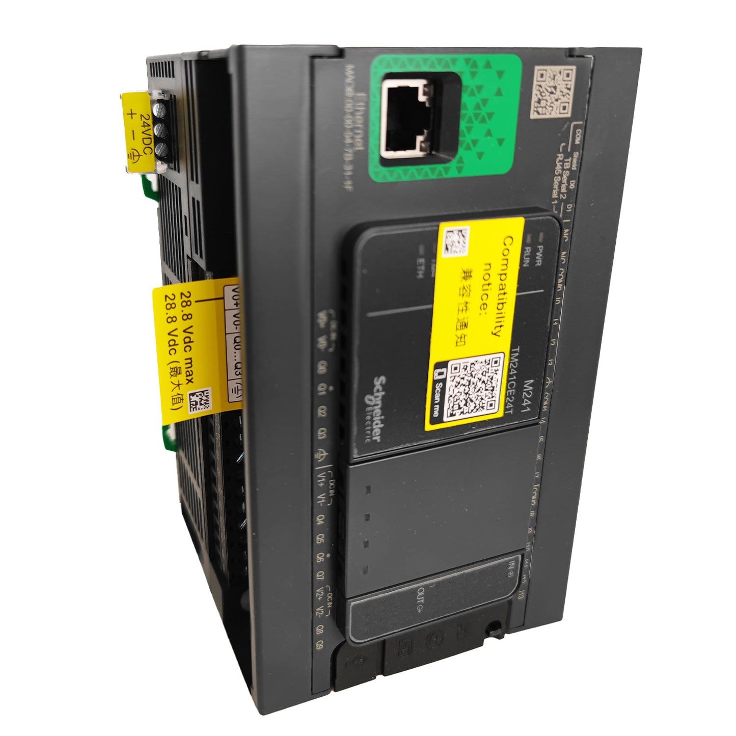 Schneider Electric - Modicon M241, contrôleur 24E/S PNP, ports Ethernet+2 série, 24VCC - TM241CE24T - Réf. Fab.: TM241CE24T